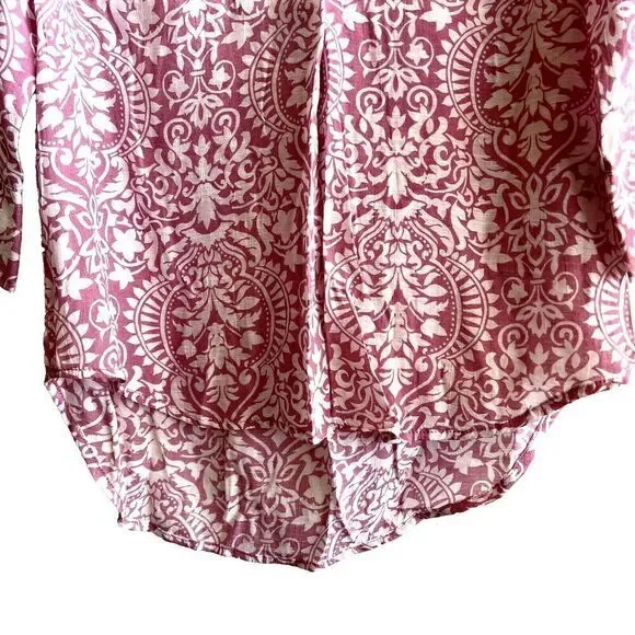 FRED DAVID Women's 3/4 Sleeve High-low Blouse Pink/White Size S Rayon/Polyester - Picture 8 of 10